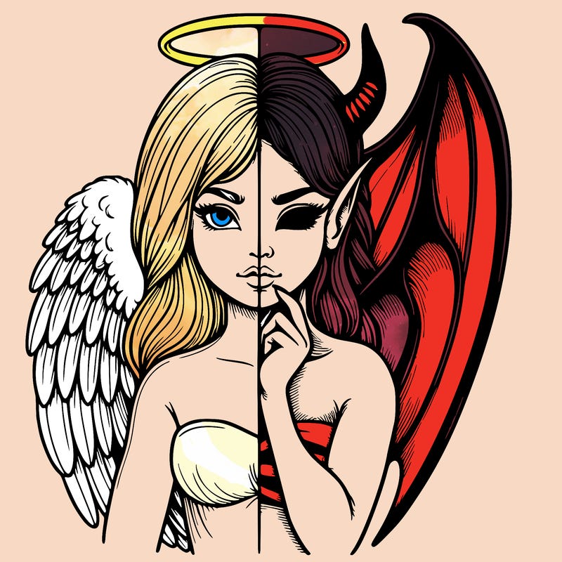 realistic angel half demon