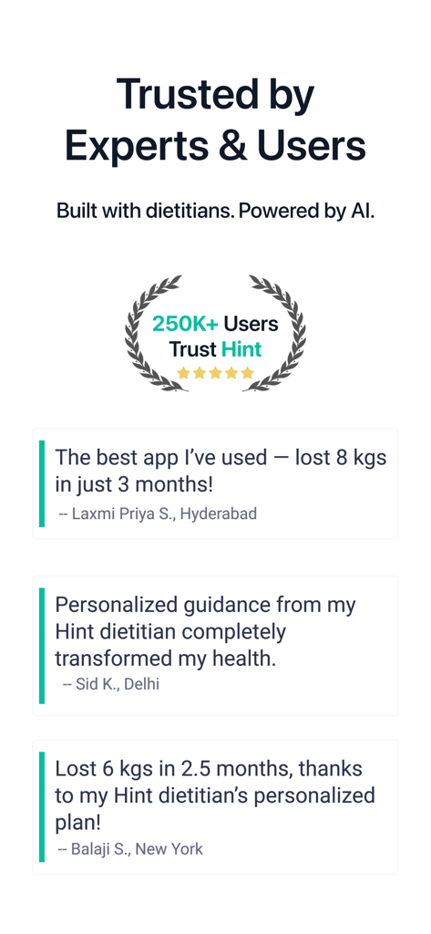 Hint Diet Plan Calorie Counter - Testimonios de usuarios e historias de éxito de pérdida de peso para la aplicación de dieta Hint