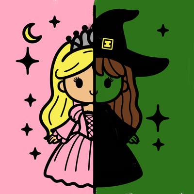 split princess and witch