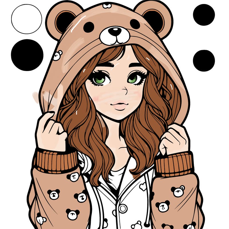 realistic girl in a animal pjs hoodie