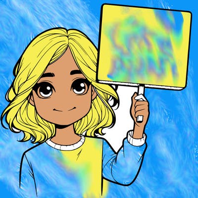 realistic girl holding up a sign