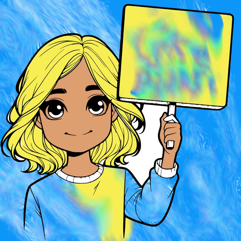 realistic girl holding up a sign