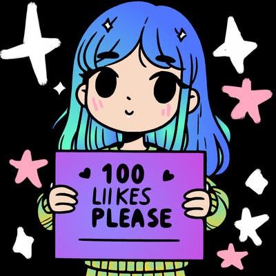 a girl holding up a sign saying 100 likes please