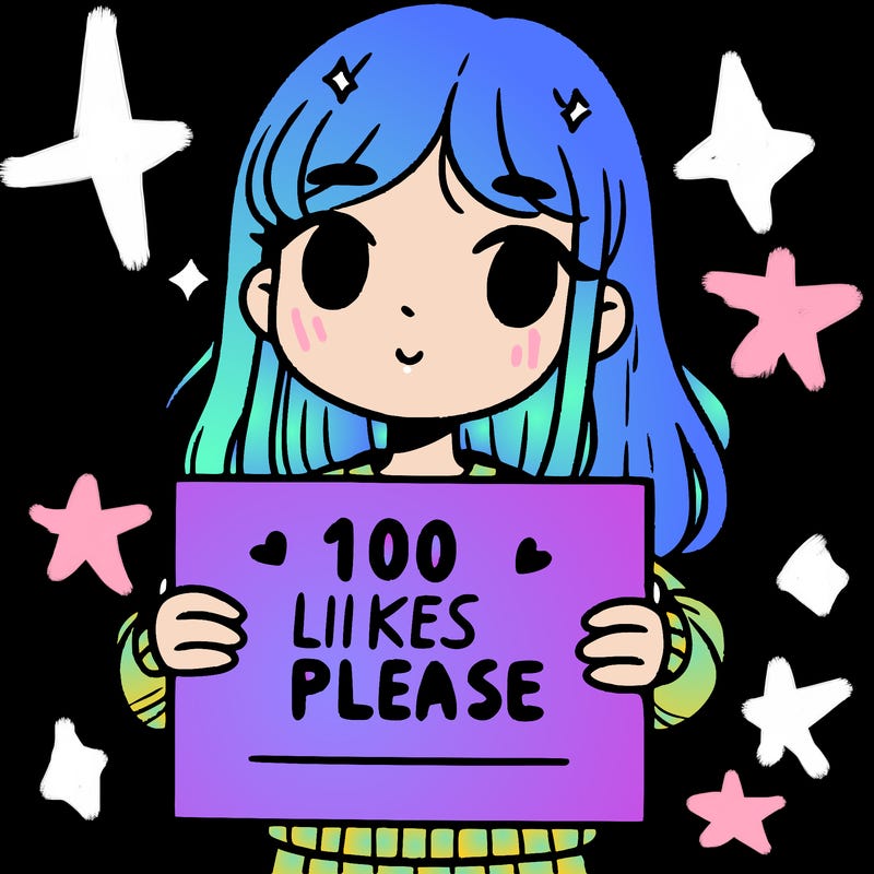 a girl holding up a sign saying 100 likes please