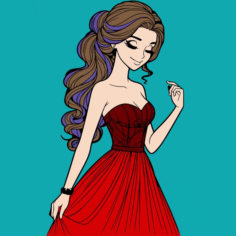 a realistic woman wearing an elegant dress
