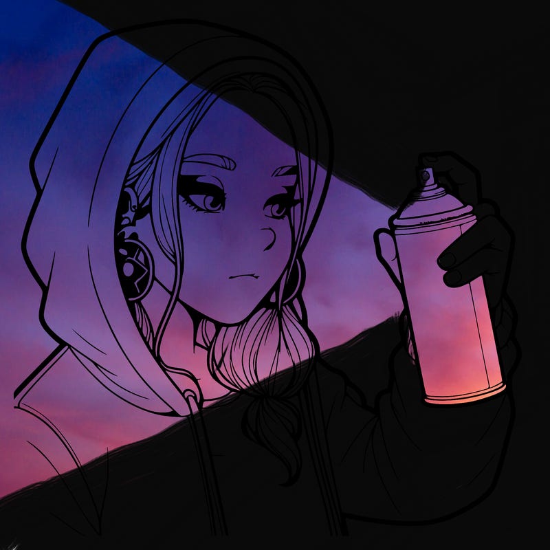 a realistic girl, spray painting