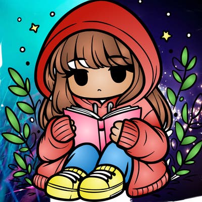 girl in oversized hoodie reading a book