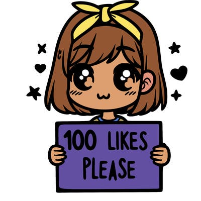 girl holding sign saying 100 likes please