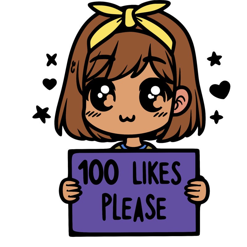 girl holding sign saying 100 likes please