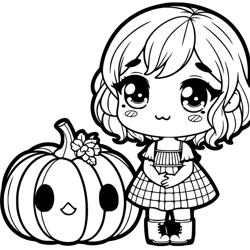cute girl holding a pumpkin