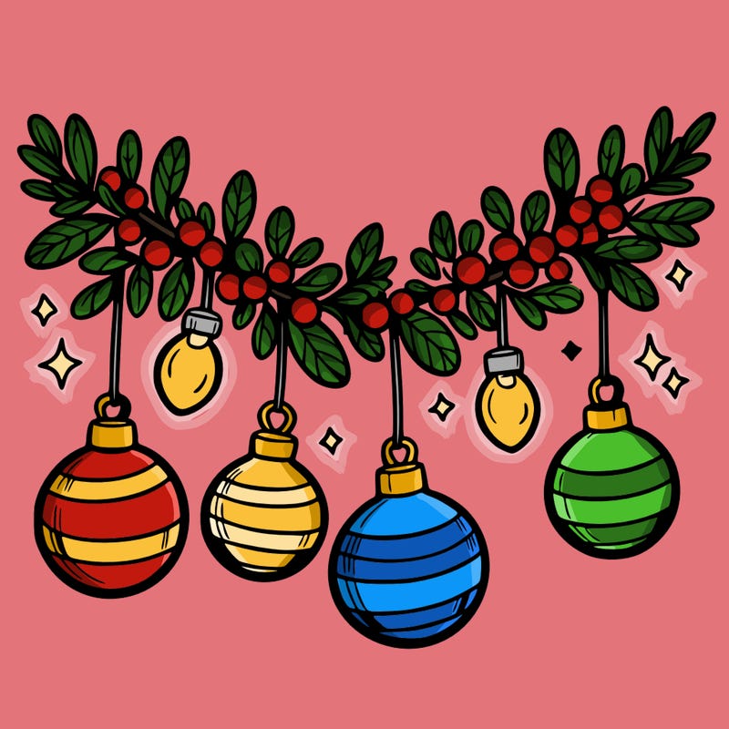 christmas garland with big bulbs