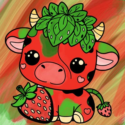 cute strawberry cow