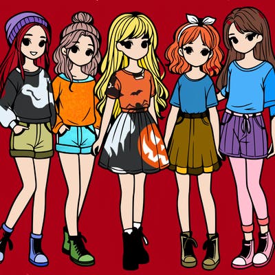 a group of five girls