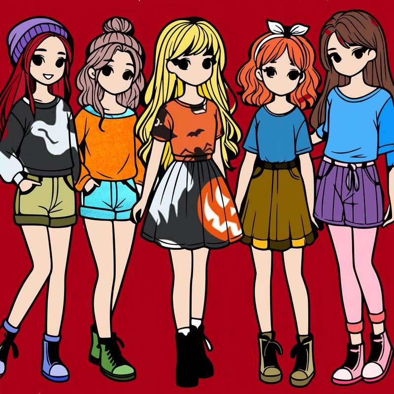 a group of five girls