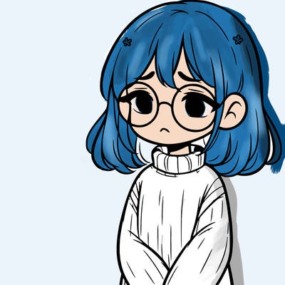 sad girl with glasses in a sweater