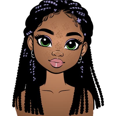 a realistic black girl with braids