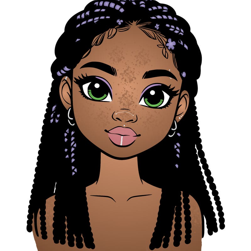 a realistic black girl with braids