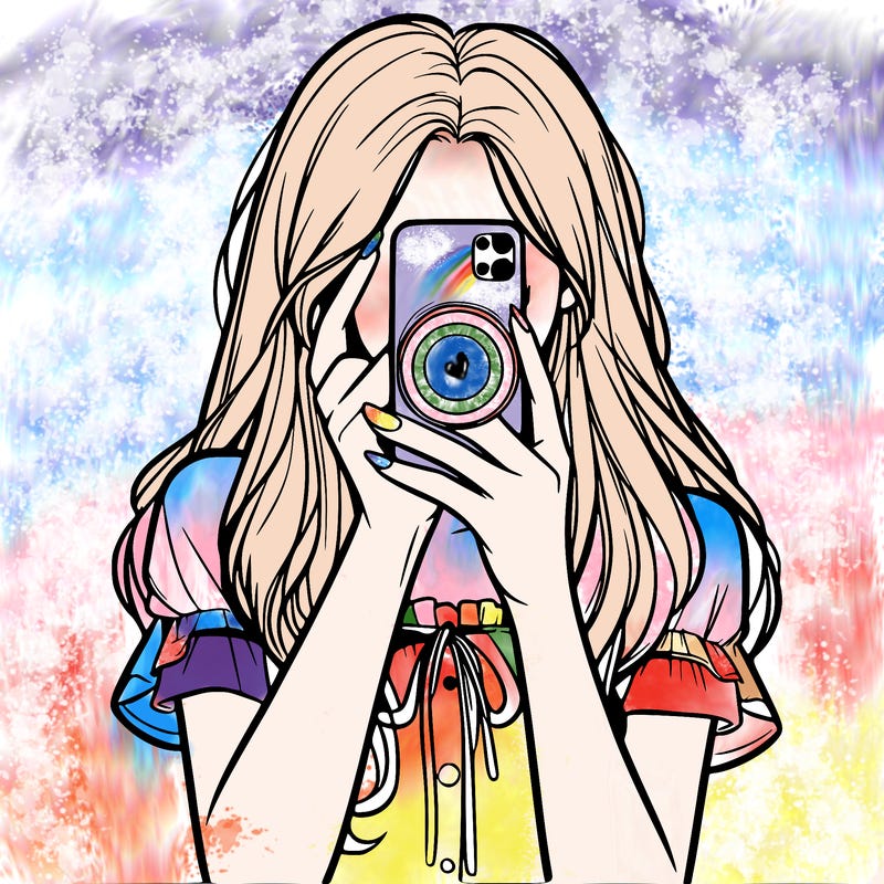 a realistic girl holding her phone taking pictures