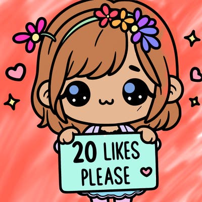 cute girl holding 20 likes please sign