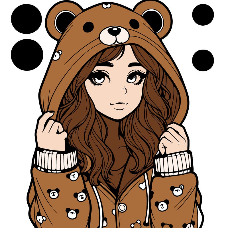 realistic girl in a animal pjs hoodie
