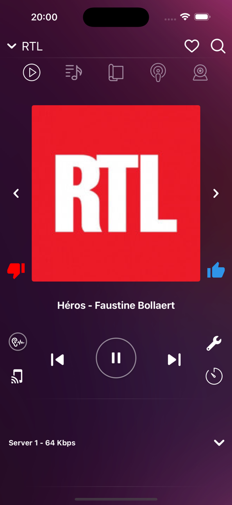My Radio Endirect - France - Streaming interface of RTL French radio station on the My Radio Endirect app