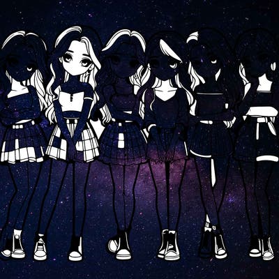 a group of girls realistic