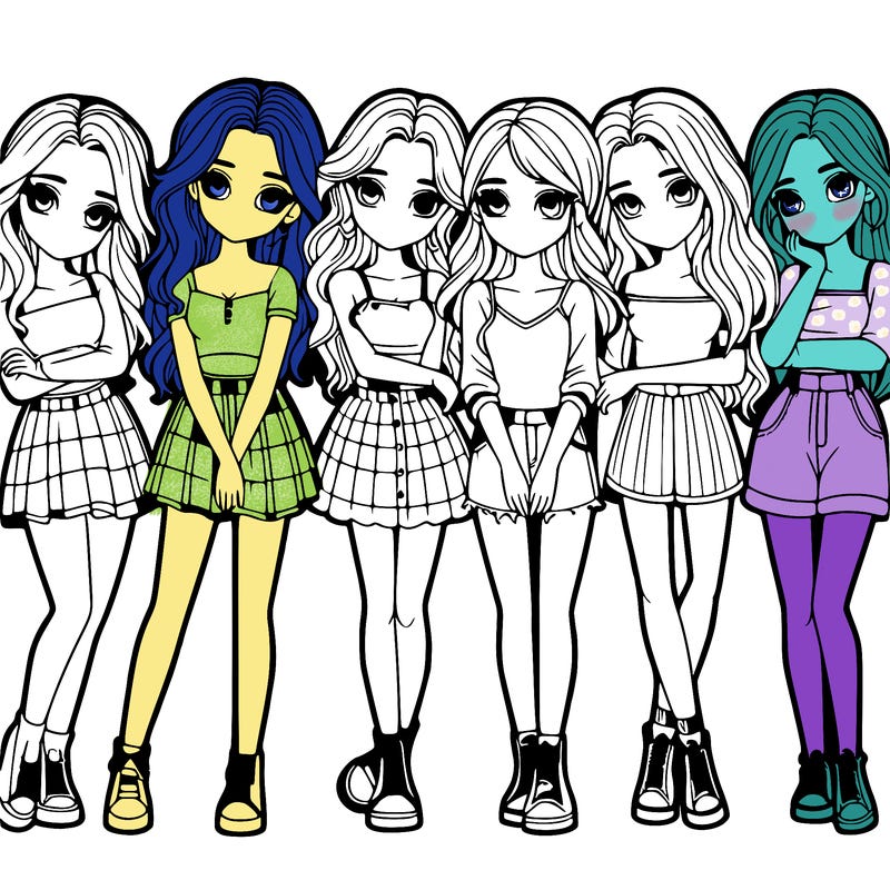 a group of girls realistic