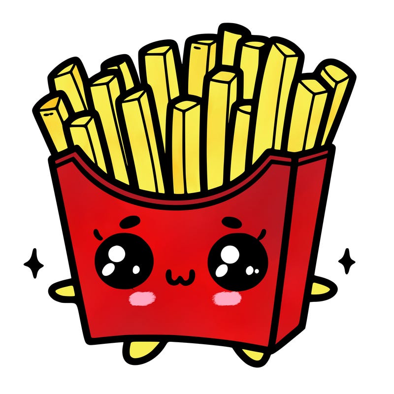 a cute. french fries