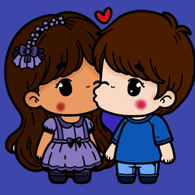 girl and boy kiss cute