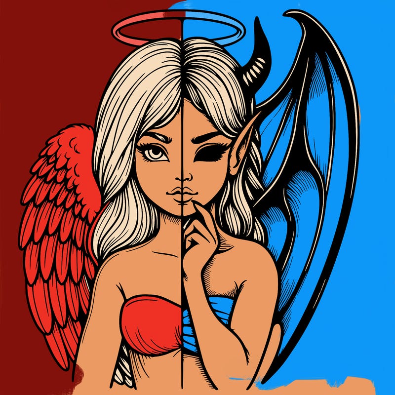 realistic angel half demon