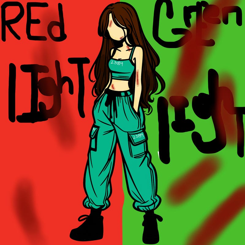 girl in baggy pants crop top and long hair