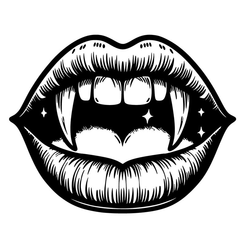 lips with vampire teeth