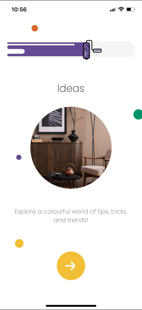 My Opus - A screenshot of the Ideas section in the My Opus app showing interior design inspiration and decor trends