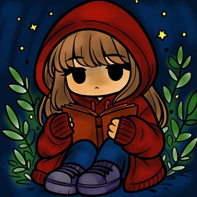 girl in oversized hoodie reading a book