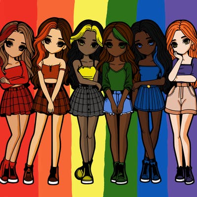 a group of girls realistic