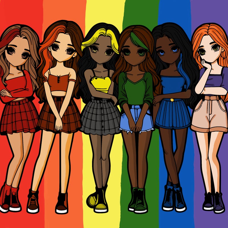 a group of girls realistic