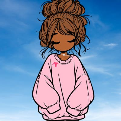 girl with baggy sweatshirt and messy bun