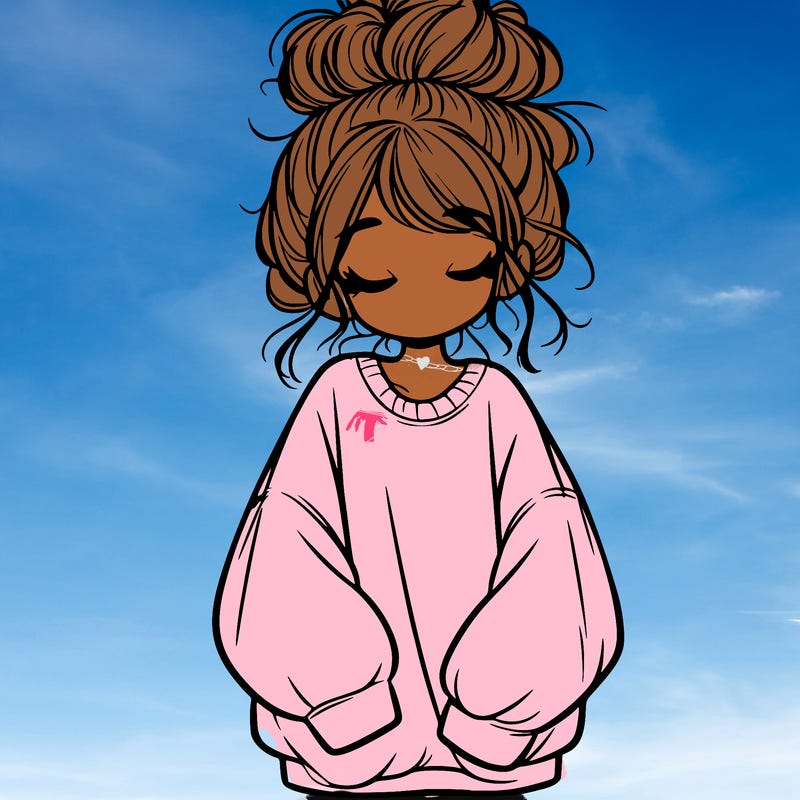 girl with baggy sweatshirt and messy bun