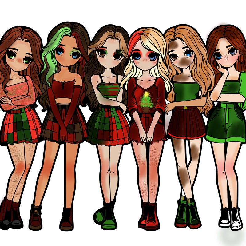 a group of girls realistic