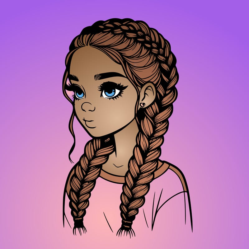 realistic girl with braids