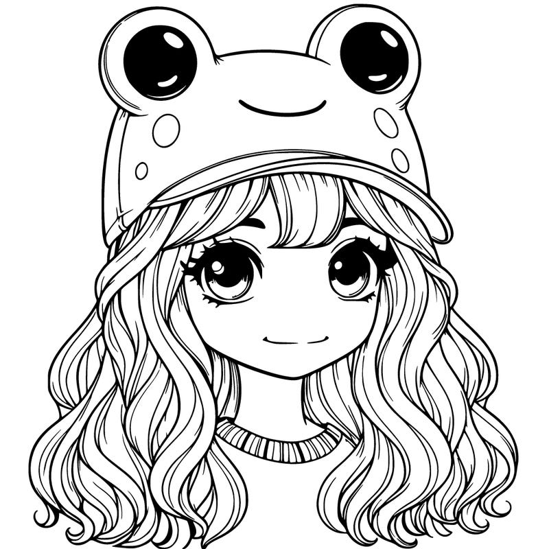 realistic girl in a frog hat