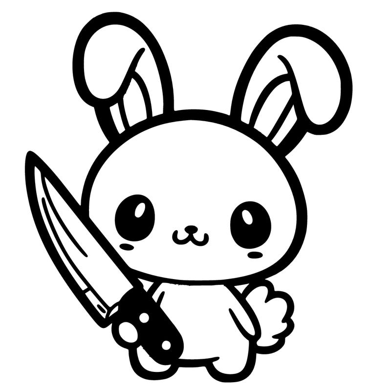 cute bunny holding a knife halloween