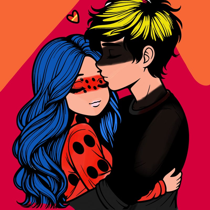 a realistic couple boy and girl hugging and kissing