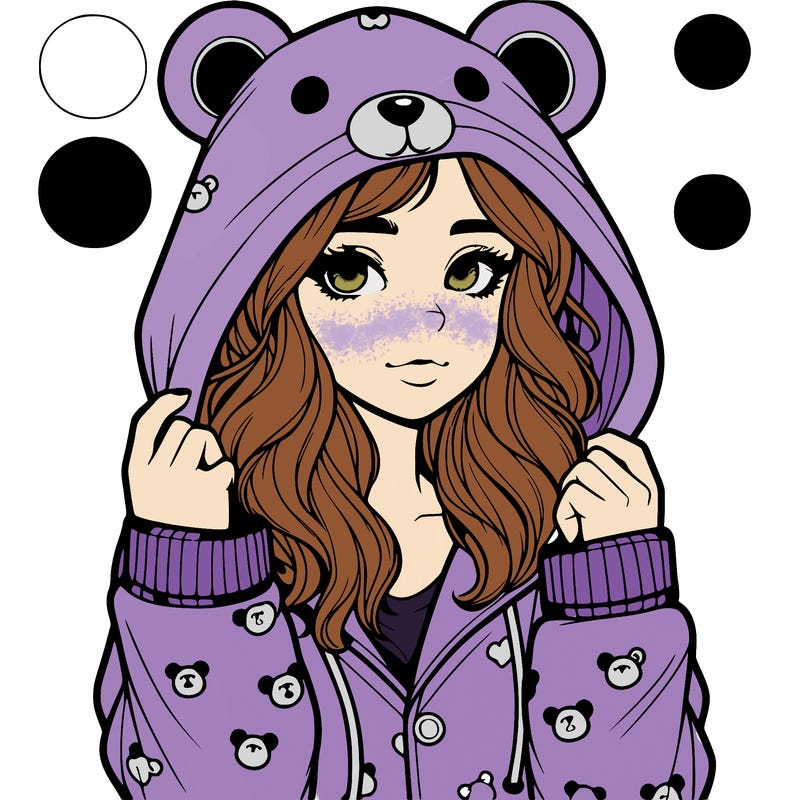 realistic girl in a animal pjs hoodie