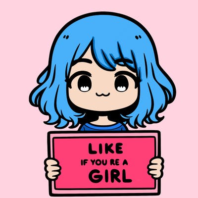 a cute girl holding a sign that says like if you’re a girl