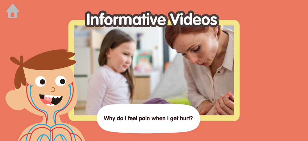 Human Body for Kids - Anatomy - Videos informativos de anatomía para niños en la aplicación Cuerpo Humano para Niños.