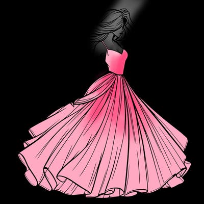 realistic woman with dress flowing in the wind