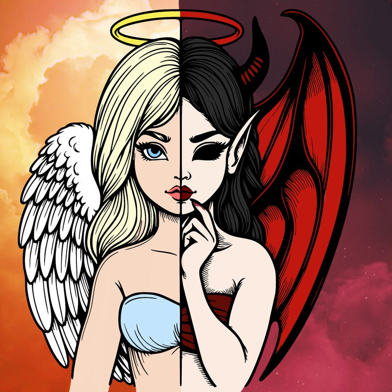 realistic angel half demon