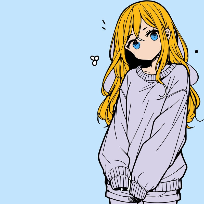 manga teen girl  in a sweater and baggy pants