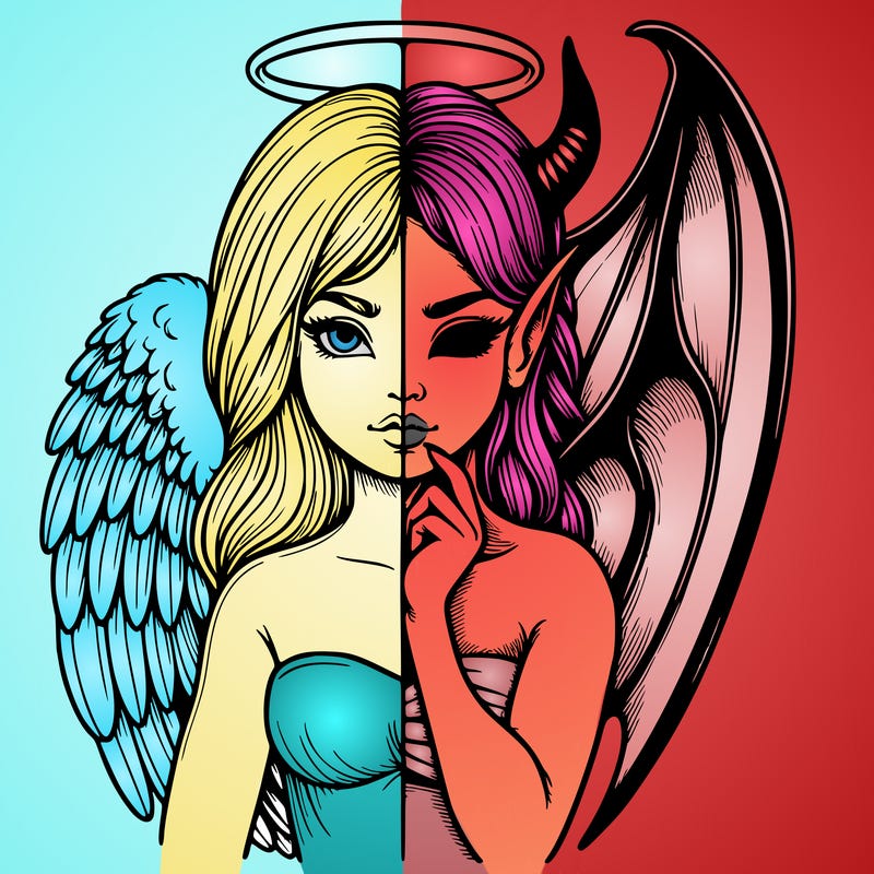 realistic angel half demon